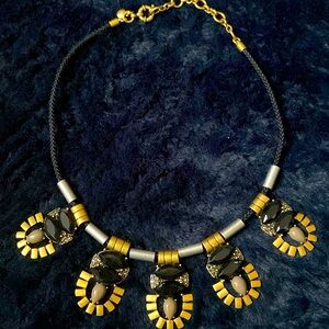 J. Crew black & gold tone necklace with black crystals